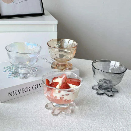 Elegant Floral Glass Dessert Bowl - Très Elite