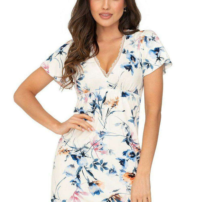 Elegant Floral Lace Nightgown for Women in Soft Viscose