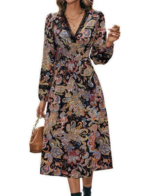 Elegant Floral Long Sleeve Maxi Dress for Women - Chic and Versatile Design