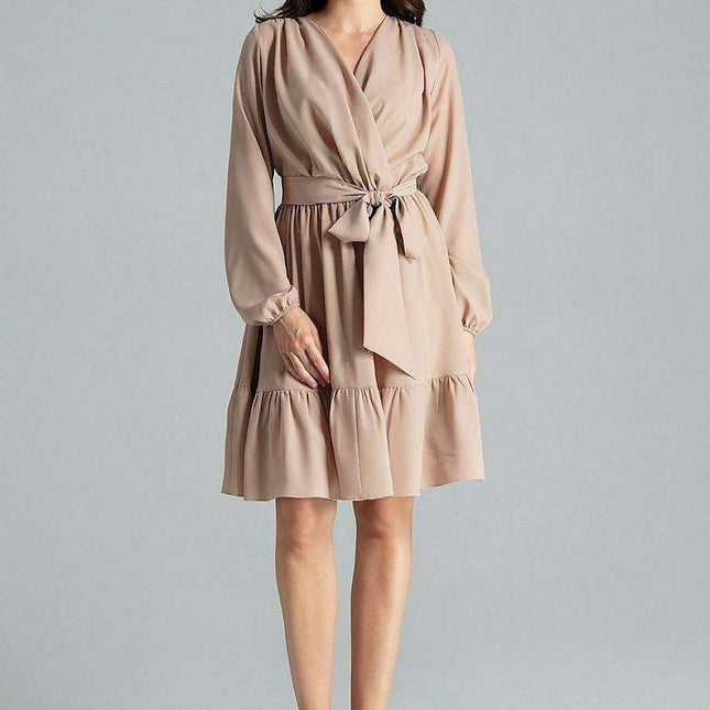 Elegant Floral Midi Dress with Stylish Envelope Neckline