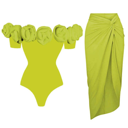 Elegant Floral Ruffled Push-Up Women’s One-Piece Swimwear Set - Très Elite