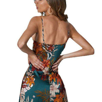 Elegant Floral Satin Camisole Dress for Special Occasions - Très Elite