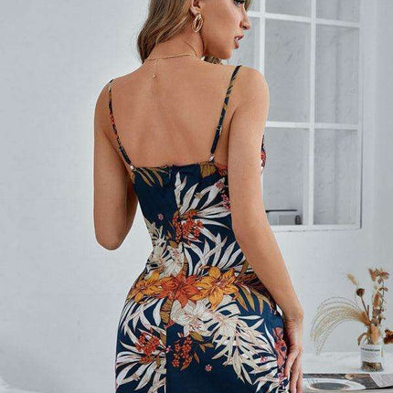 Elegant Floral Satin Camisole Dress for Special Occasions - Très Elite