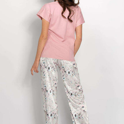 Elegant Floral Satin Pajama Ensemble - Très Elite