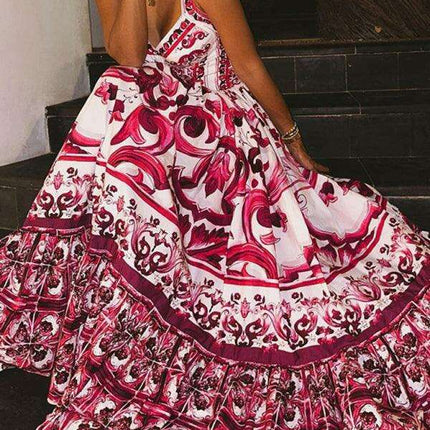 Elegant Floral Sleeveless A-line Dress - Très Elite