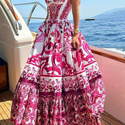 Elegant Floral Sleeveless A-line Dress - Très Elite