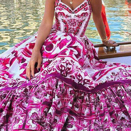 Elegant Floral Sleeveless A-line Dress - Très Elite