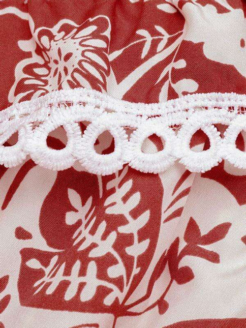 Elegant Floral Square Neck Dress with Long Sleeves for Women