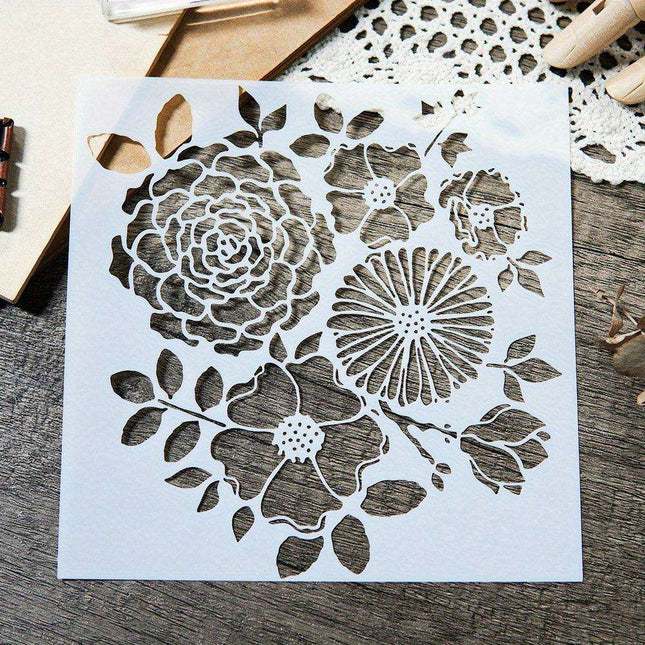 Elegant Floral Stencil Collection - Reusable Rose & Chrysanthemum Templates for Creative DIY and Home Design