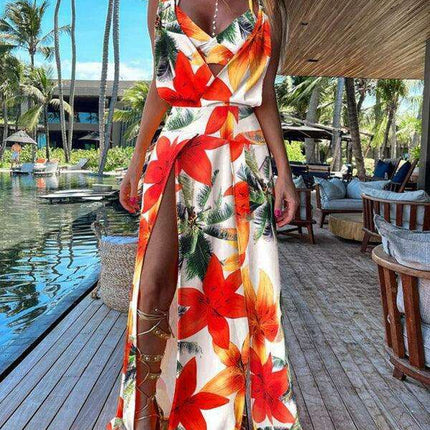 Elegant Floral V-Neck Dress - Effortless Charm