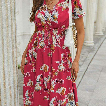 Elegant Floral V-Neck Summer Dress for Effortless Style