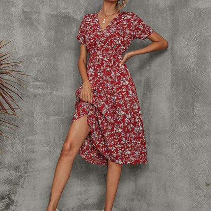 Elegant Floral V-Neck Summer Dress for Effortless Style