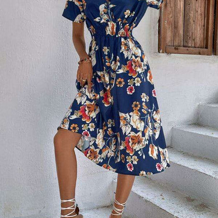 Elegant Floral V-Neck Summer Dress for Effortless Style