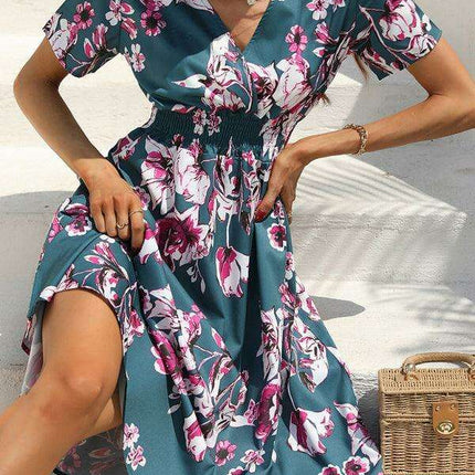 Elegant Floral V-Neck Summer Dress for Effortless Style