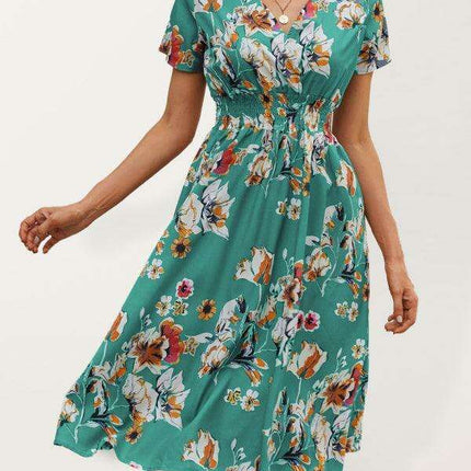 Elegant Floral V-Neck Summer Dress for Effortless Style