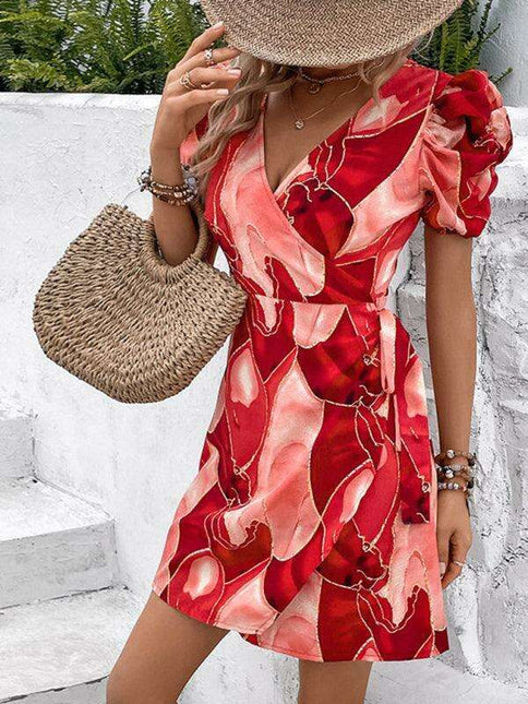 Elegant Floral V-neck Midi Dress