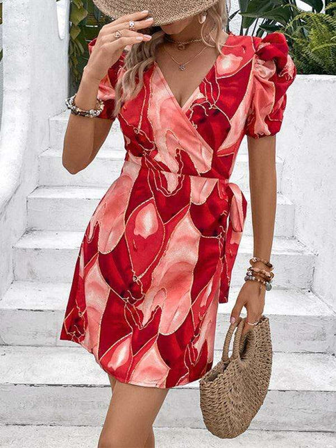 Elegant Floral V-neck Midi Dress