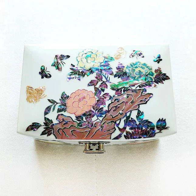 Elegant Floral and Butterfly Mother of Pearl Jewelry Box - Perfect Gift for Her on Any Special Occasion