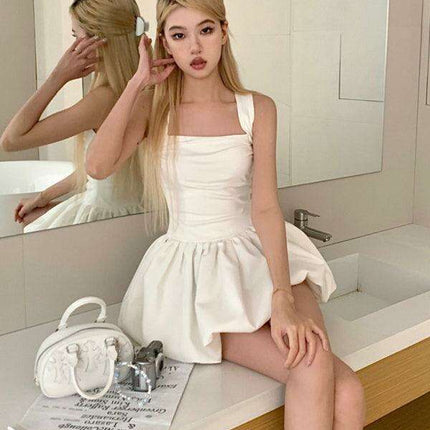 Elegant Fluffy Waist Slimming Dress and Skirt Duo - Trendy Polyester Style - Très Elite
