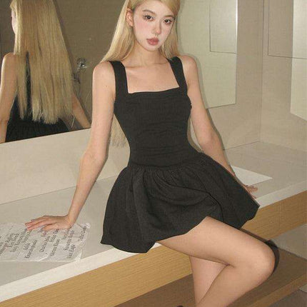 Elegant Fluffy Waist Slimming Dress and Skirt Duo - Trendy Polyester Style - Très Elite
