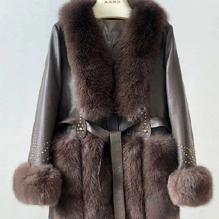 Elegant Fox Fur-Accented Winter Jacket: The Ultimate in Warmth and Style