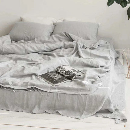 Elegant French Flax Linen Duvet Cover in Soft White - Très Elite