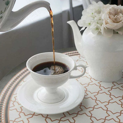 Elegant French Medieval Bone China Tea Cup and Saucer Set..