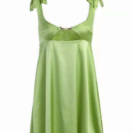 Elegant French Satin Lace-Up Strapless Mini Dress for Women