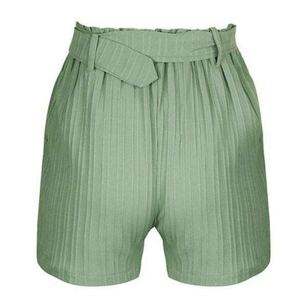 Elegant Fresh Green Pleated Women's Shorts - Ideal for Any Occasion