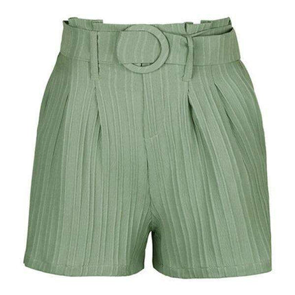 Elegant Fresh Green Pleated Women's Shorts - Ideal for Any Occasion