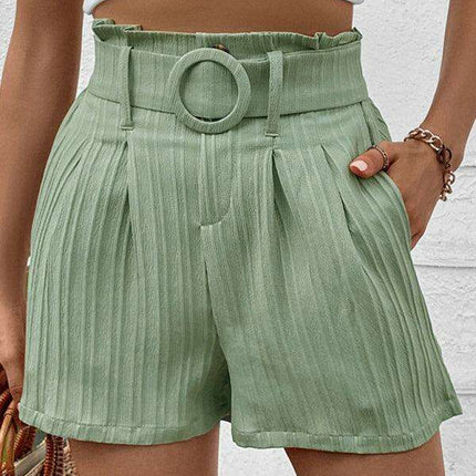 Elegant Fresh Green Pleated Women's Shorts - Ideal for Any Occasion