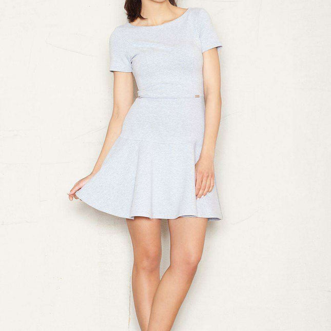 Elegant Frill-Embellished Cotton Day Dress for the Modern Woman