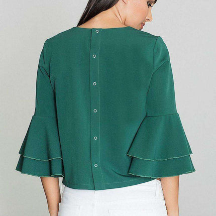 Elegant Frill-Sleeved Button-Up Shirt - Très Elite