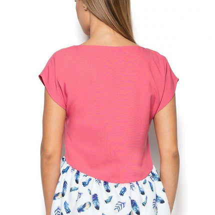Elegant Frilled Basque Blouse with Stylish Pattern Accents - Très Elite