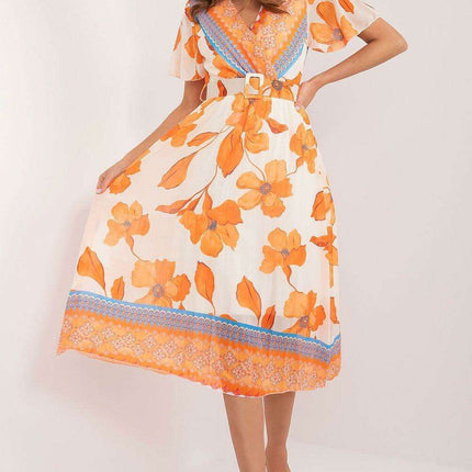 Elegant Frilled Sleeve Summer Dress With Chic Wrap Neckline - Très Elite