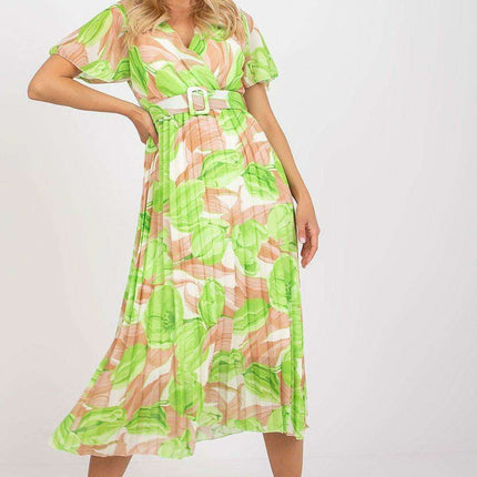 Elegant Frilled Sleeve Summer Dress With Chic Wrap Neckline - Très Elite