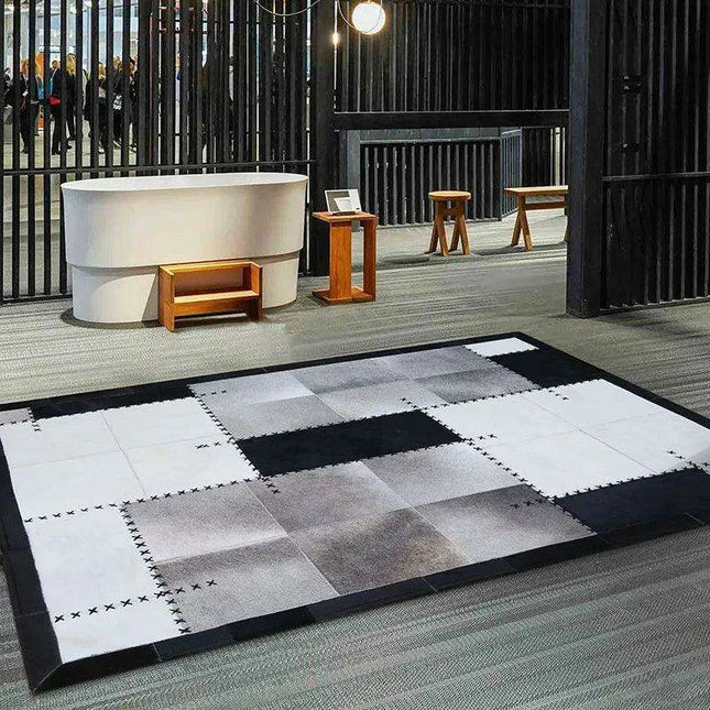 Elegant Genuine Cowhide Leather Carpet for Modern Living Spaces - Très Elite