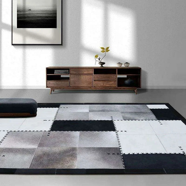 Elegant Genuine Cowhide Leather Carpet for Modern Living Spaces - Très Elite