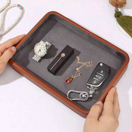 Elegant Genuine Leather Organizer Tray for Jewelry, Cosmetics, and Keys - Très Elite