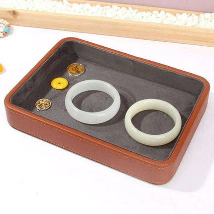 Elegant Genuine Leather Organizer Tray for Jewelry, Cosmetics, and Keys - Très Elite