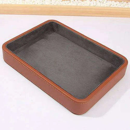 Elegant Genuine Leather Organizer Tray for Jewelry, Cosmetics, and Keys - Très Elite