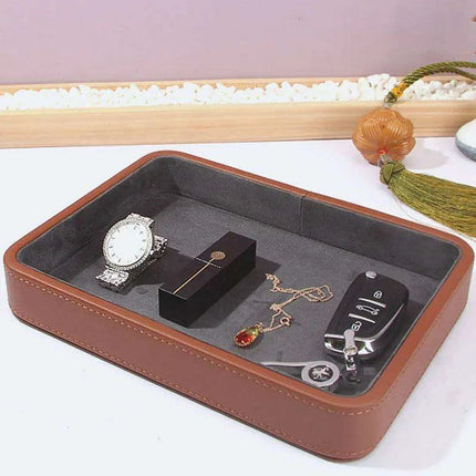 Elegant Genuine Leather Organizer Tray for Jewelry, Cosmetics, and Keys - Très Elite