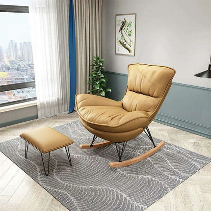 Elegant Genuine Leather Rocking Chair for Ultimate Comfort and Style - Très Elite