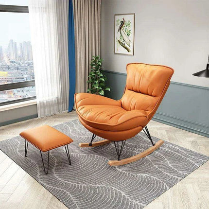 Elegant Genuine Leather Rocking Chair for Ultimate Comfort and Style - Très Elite
