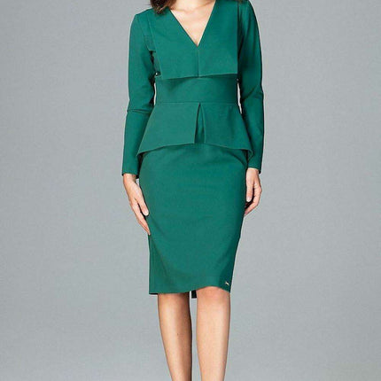 Elegant Geometric Midi Dress with Long Sleeves - Très Elite