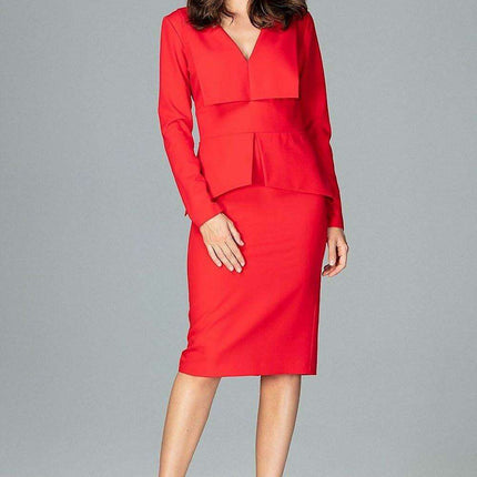 Elegant Geometric Midi Dress with Long Sleeves - Très Elite