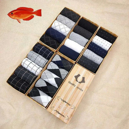 Elegant Gift Box Set of 5 Pairs of Cozy Men's Medium Tube Socks - Très Elite