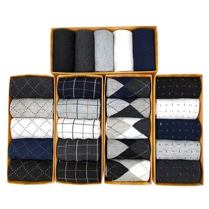 Elegant Gift Box Set of 5 Pairs of Cozy Men's Medium Tube Socks - Très Elite