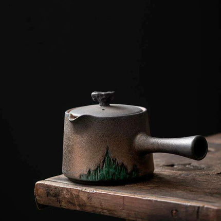 Elegant Gilt Ceramic Teapot with Comfortable Side Handle for Authentic Chinese Tea Ceremony - Très Elite
