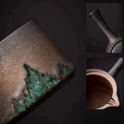 Elegant Gilt Ceramic Teapot with Comfortable Side Handle for Authentic Chinese Tea Ceremony - Très Elite